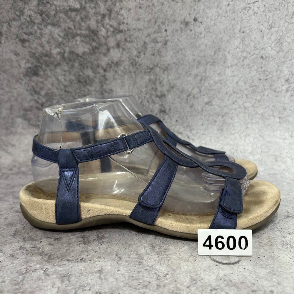 Vionic Jodie Rest Sandal Women 7 Blue Shimmery Metallic Orthotic T-Strap